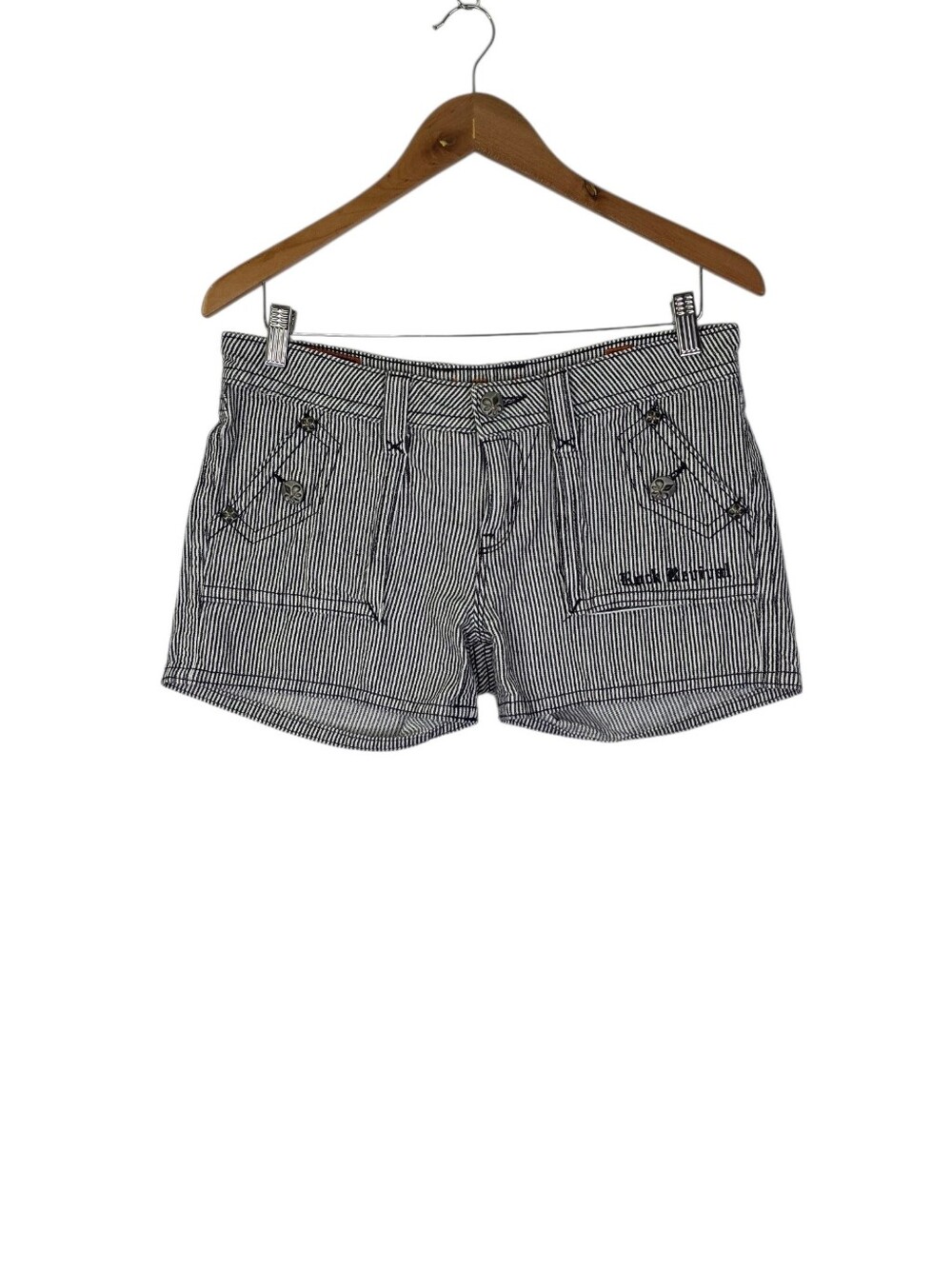 Rock Revival Women's Winnie Railroad Stripe Short Cotton Black White Size 27